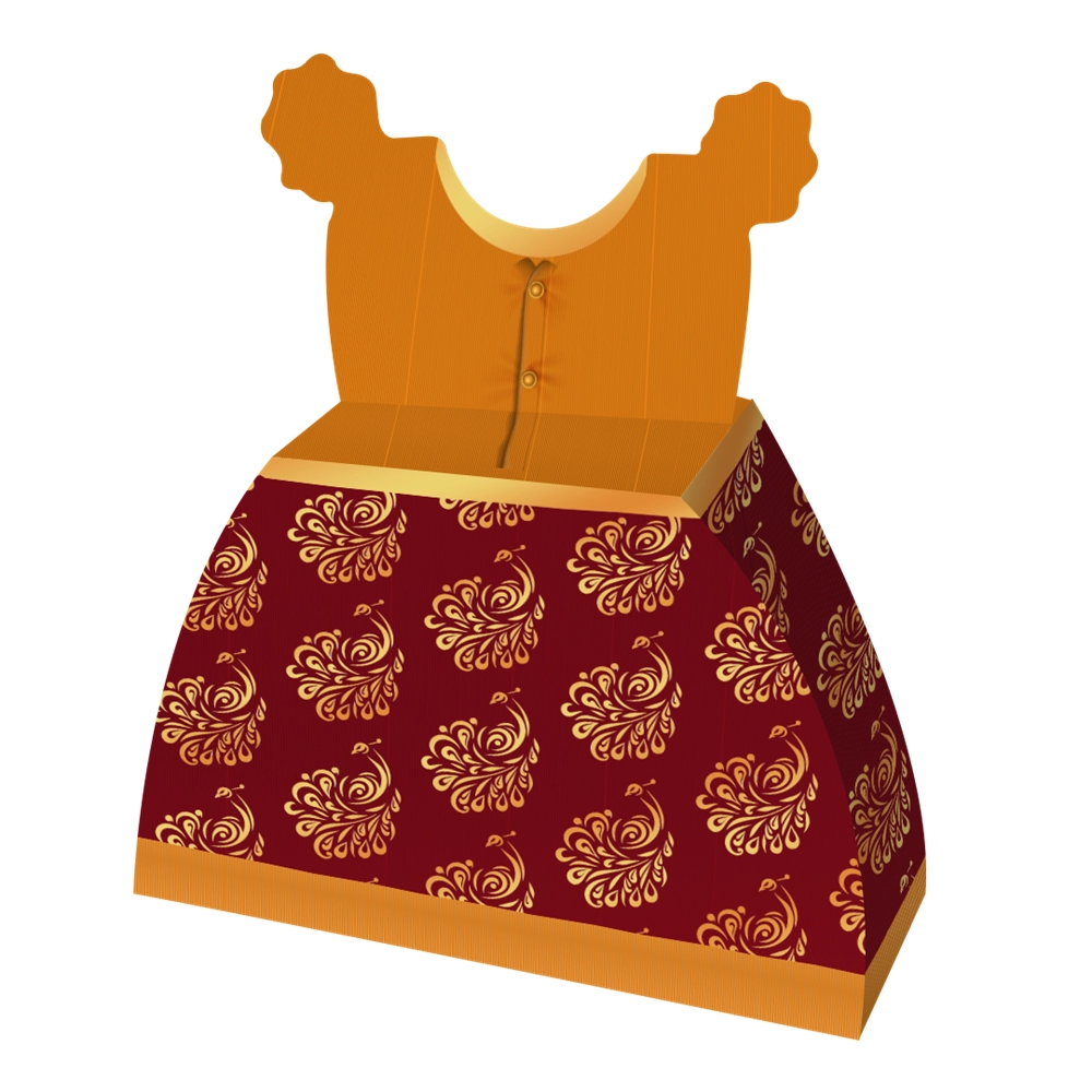 Luxury Gown Style Gold Gift Box | Kanchipuram Saree Design | Many Uses