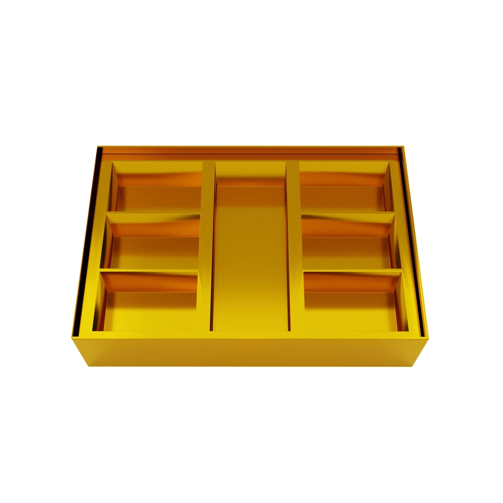6 + 1 Compartments Luxury Gold Gift Box | Sweets or Dry Fruit Bites and Namkeen | Kanchipuram Design