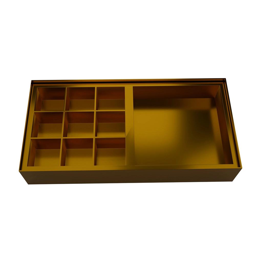 9 Small + 1 Large Compartments Luxury Gold Gift Box | Kanchipuram Design | 9 Sweets and 100G Namkeen