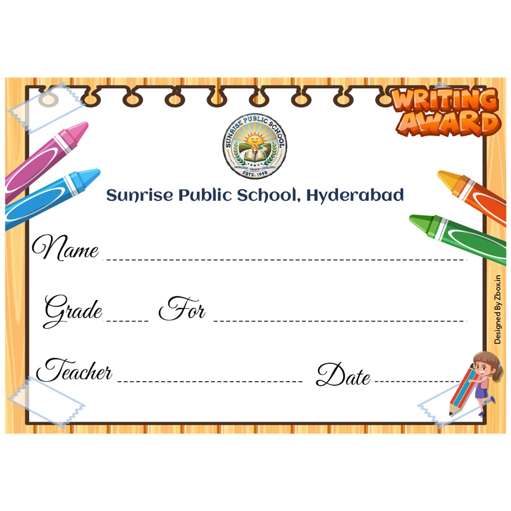 ZBox - Award - Writing - 5 x 7