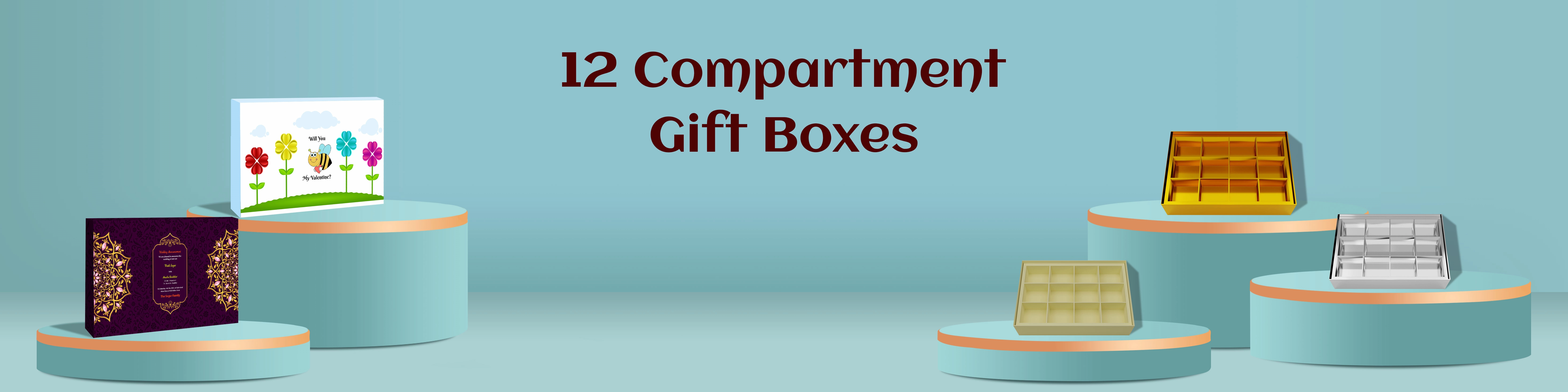 12 Compartment Gift Boxes for Sweets & Dry Fruit Bites | Premium & Customizable | ZBox.in