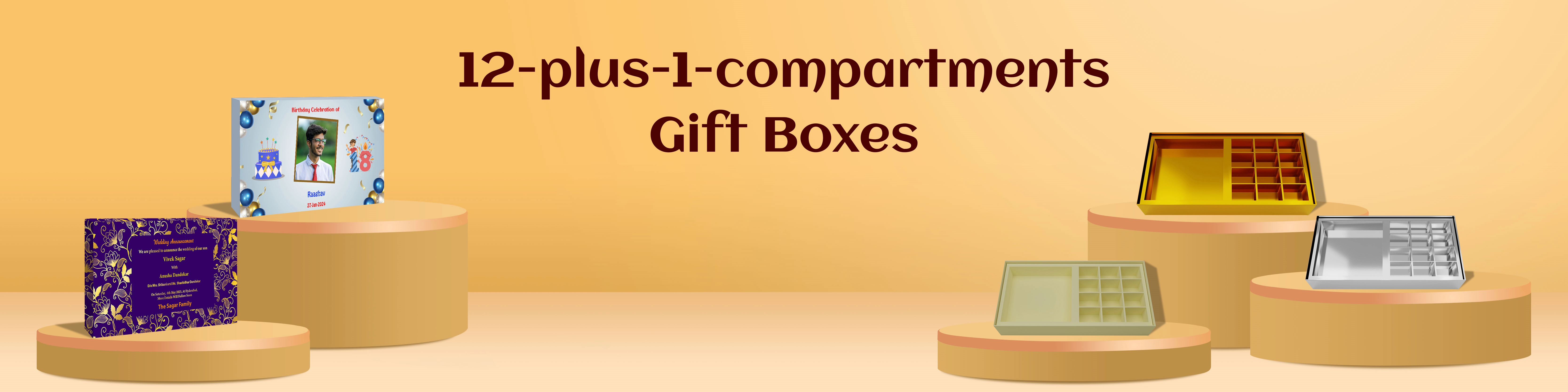 Buy 12 + 1 Compartment Gift Box Online | Customizable Food-Safe Box – ZBox.in