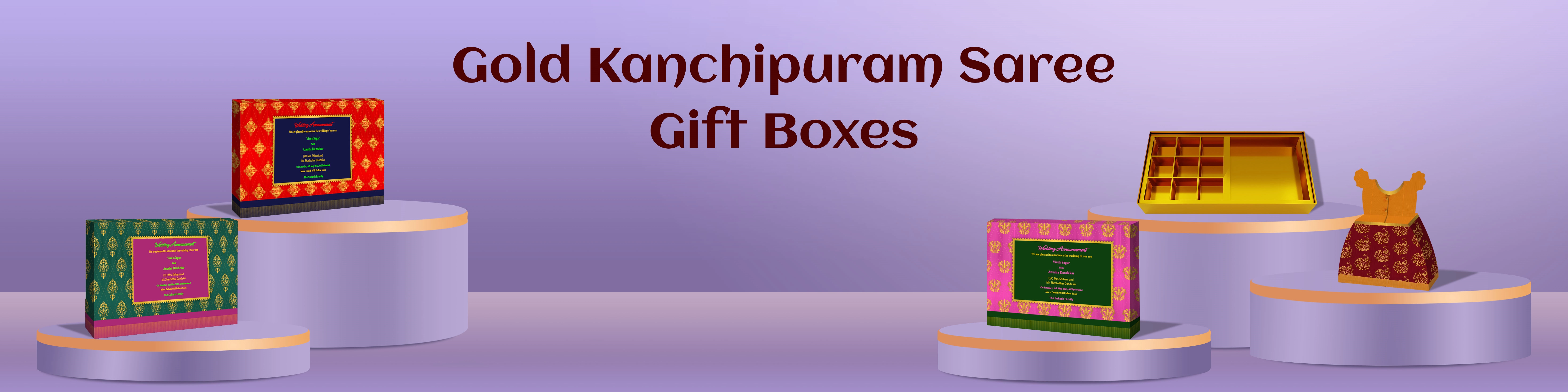 Gold Kanchipuram Saree Design Gift Boxes | Elegant, Food-Safe & Festive – ZBox.in