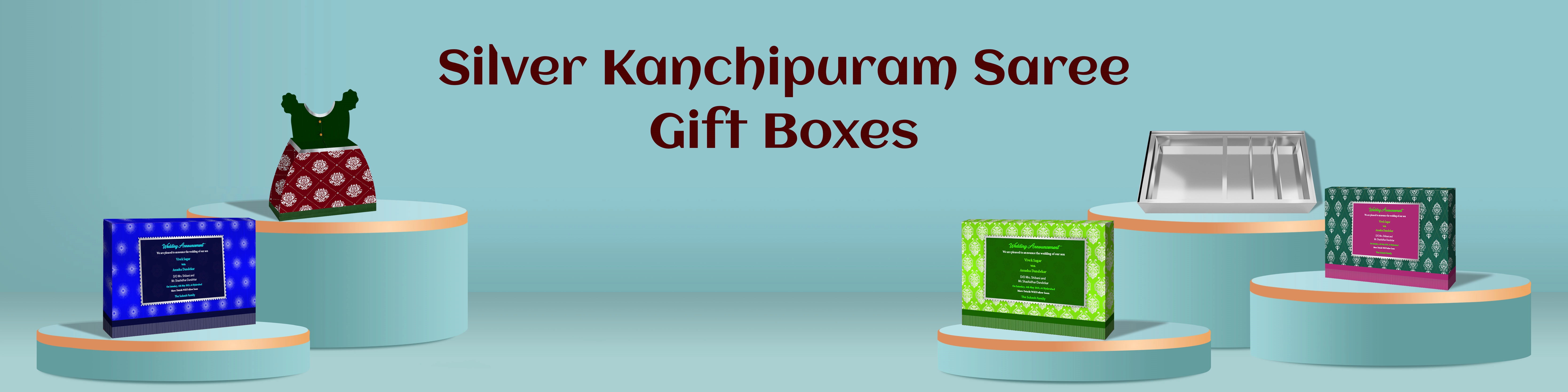 Silver Kanchipuram Saree Design Gift Boxes | Elegant, Food-Safe Packaging for Poojas & Gifting – ZBox.in