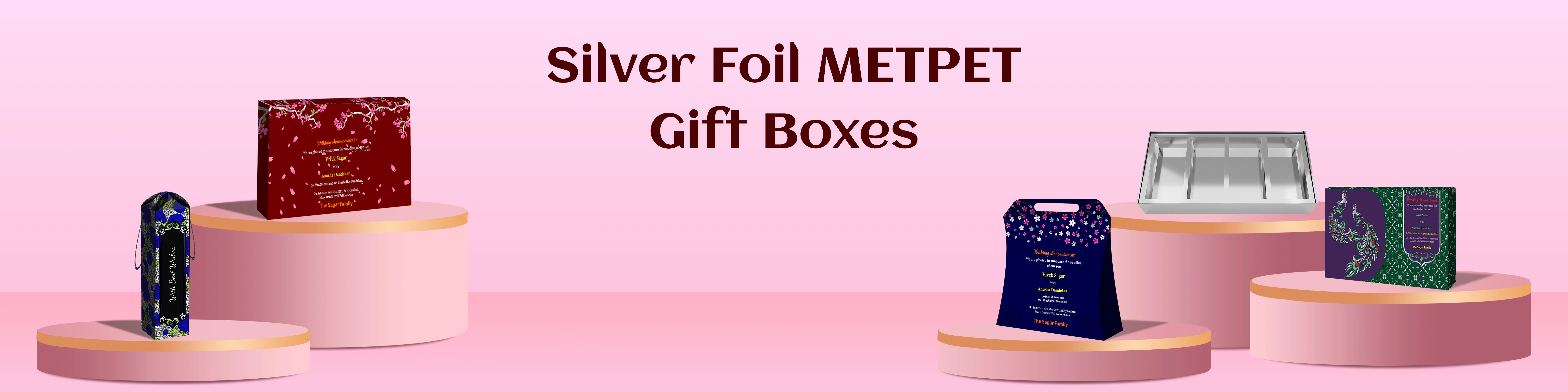 Silver Foil METPET Gift Boxes | Elegant Food-Safe Packaging for Weddings & Events – ZBox.in
