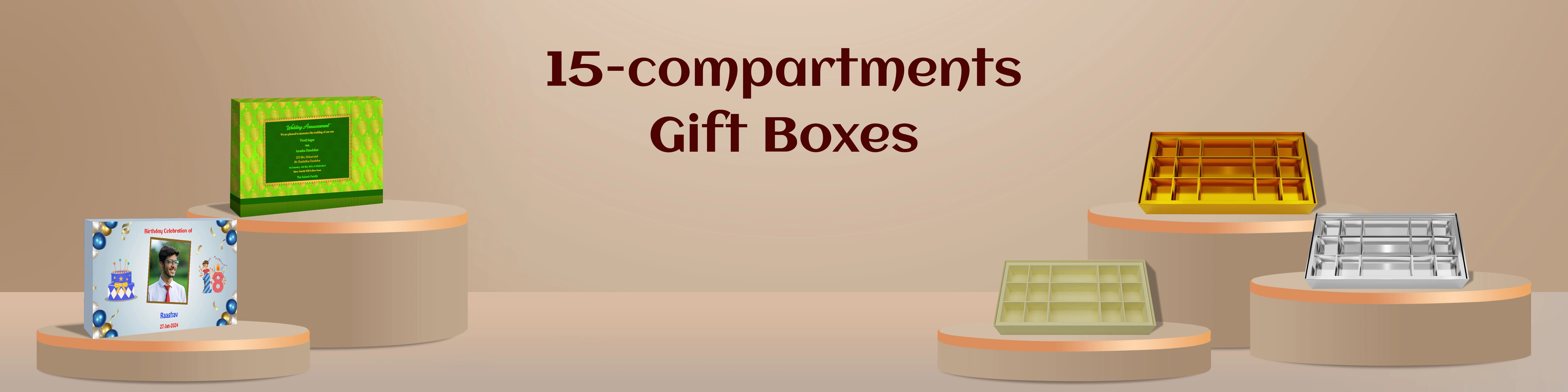 15 Compartment Gift Boxes for Sweets, Chocolates & Dry Fruit Bites | ZBox.in